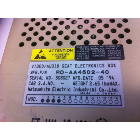 Matsushita Video / Audio Seat Electronics Box RD-AA4502-40