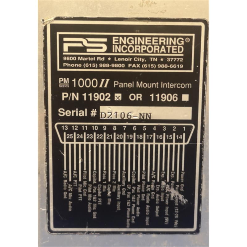Engineering Inc PM 1000 II Panel Mount Intercom 11902