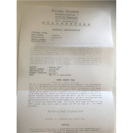 Trim Actuator pn 1260149-1