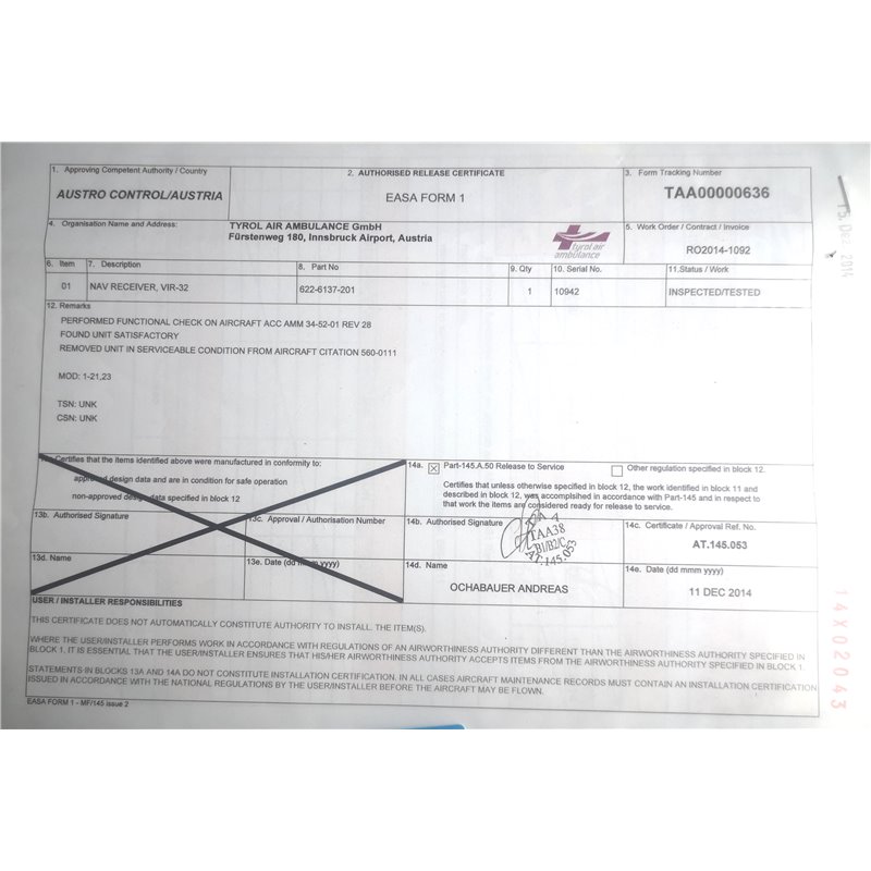 VIR-32 NAV Receiver, 622-6137-201