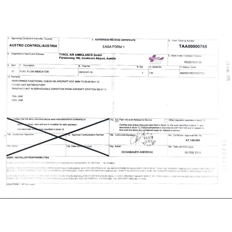 Fuel Flow Indicator 9912147-16