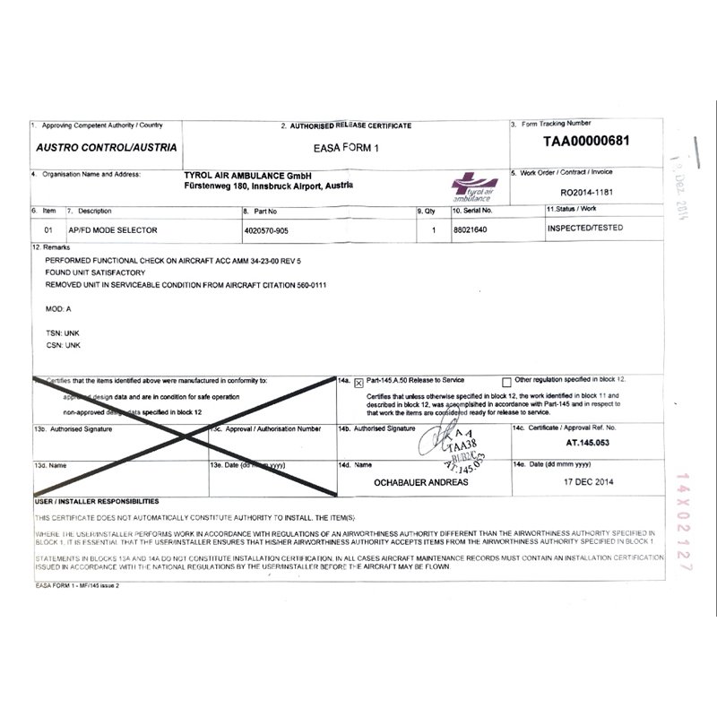 AP/FD Mode Selector 4020570-905