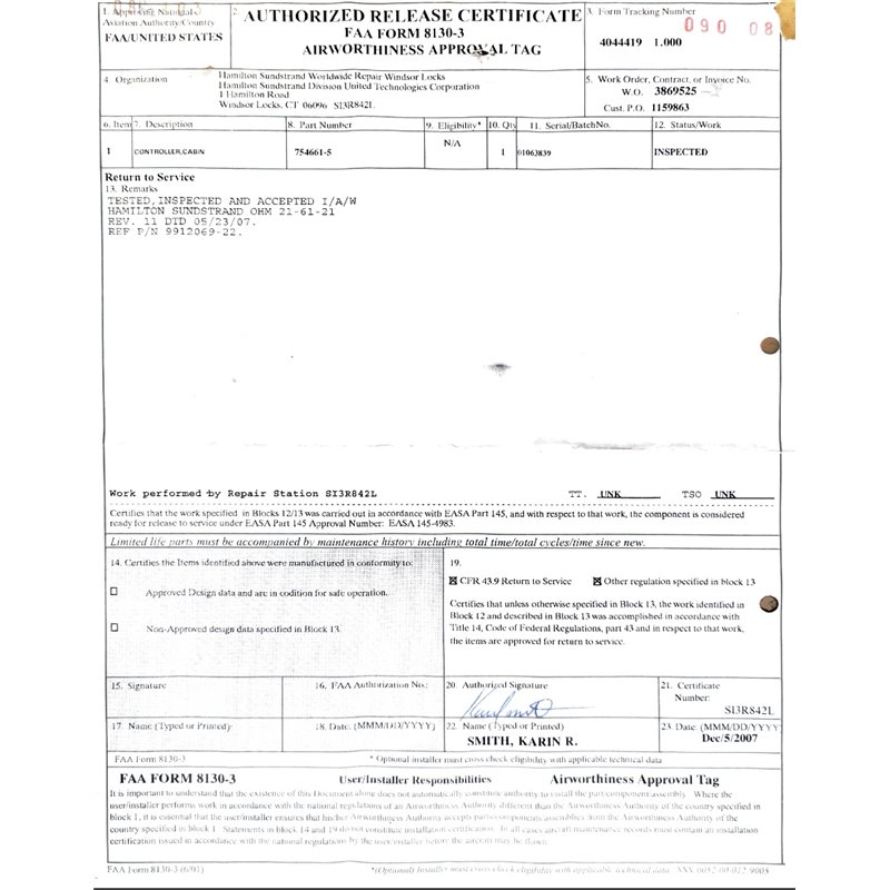 Cabin Controller 754661-5