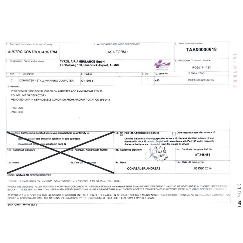 AOA Stall Warning Computer C-11606-8