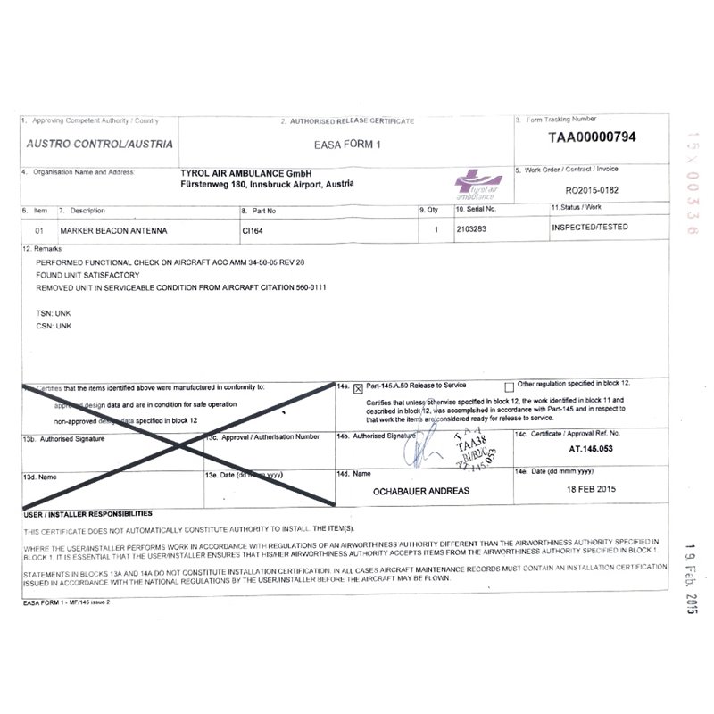 CI164 Marker Beacon Antenna