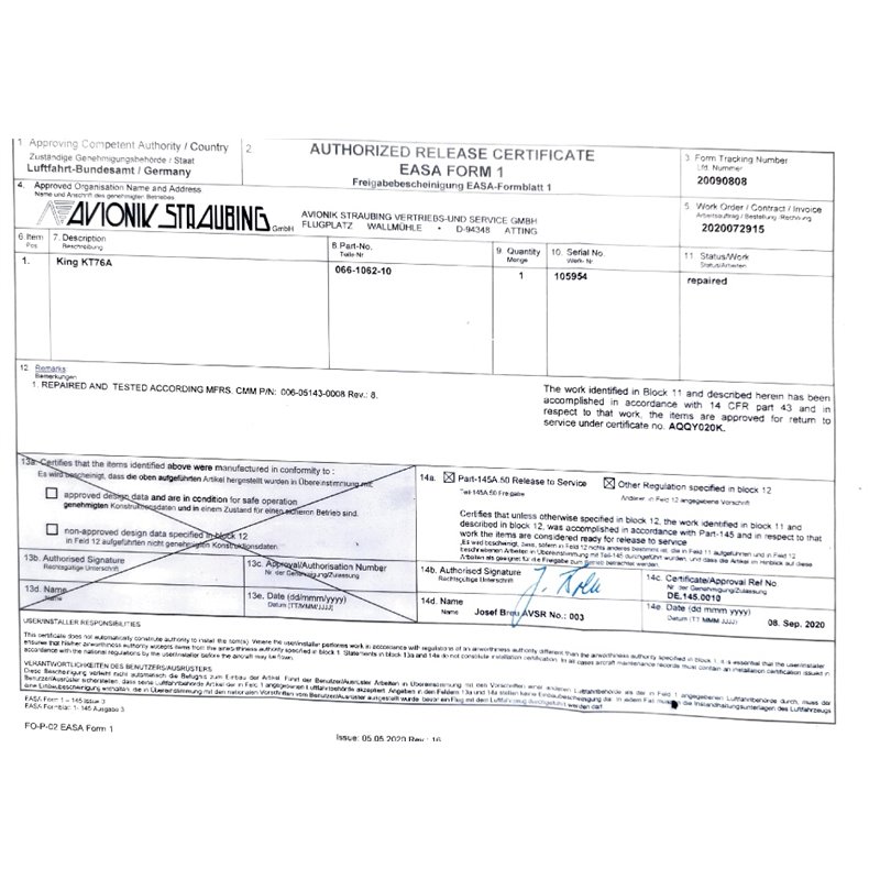 King KT76A, ATC Transponder 066-1062-10