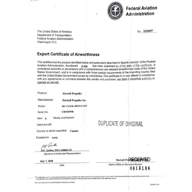 Hartzell Propeller HC-C2YF-1BFP/F7497