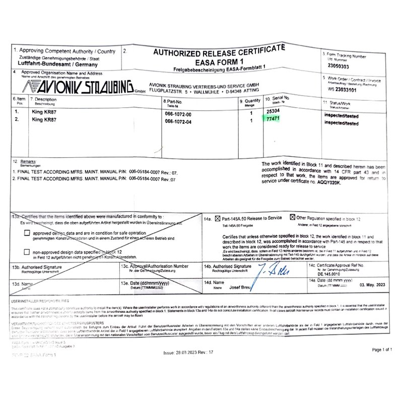 KR87 King ADF Receiver 066-1072-04