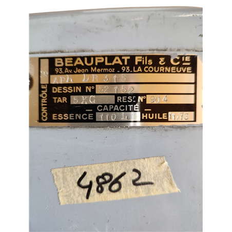 Beauplat Fils + Cie Fuel Tank      PN APRDR315